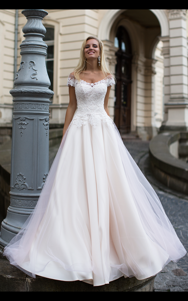 Lace tulle princess ball gown lace A-Line wedding dress