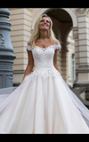 Lace tulle princess ball gown lace A-Line wedding dress