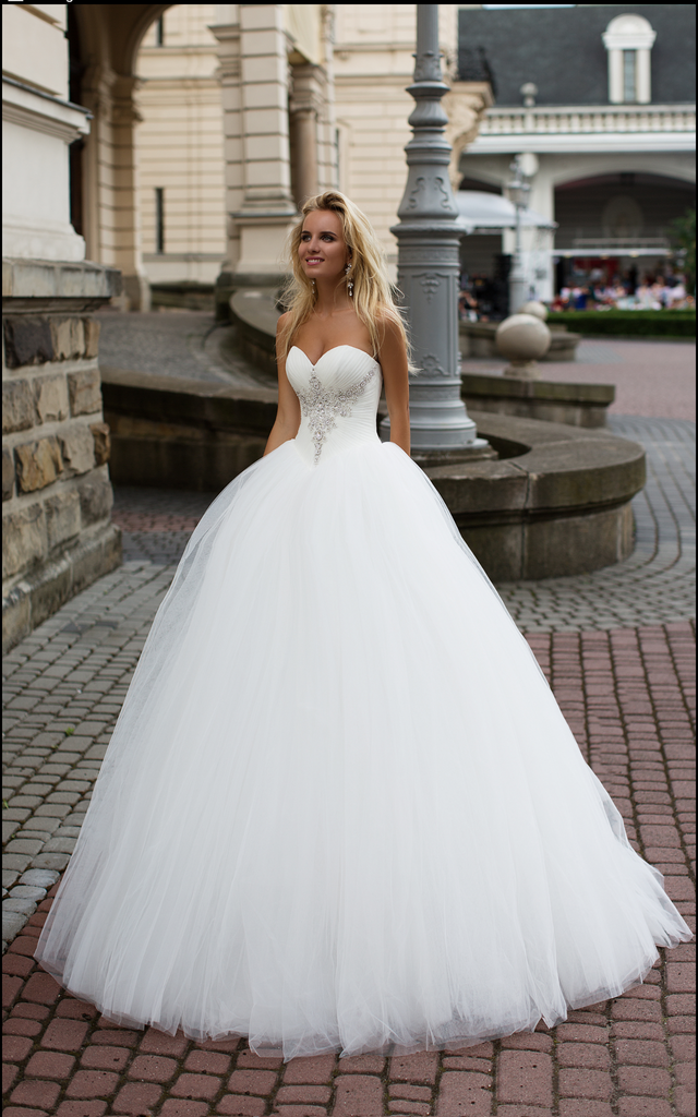Lace tulle princess ball gown lace A-Line wedding dress