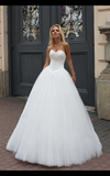 Lace tulle white ivory princess ball gow lace A-Line wedding dress