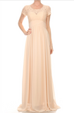 Chiffon lace long bridesmaid dress.