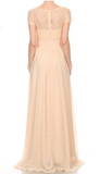 Chiffon lace long bridesmaid dress.