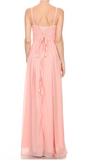Chiffon lace long bridesmaid dress.