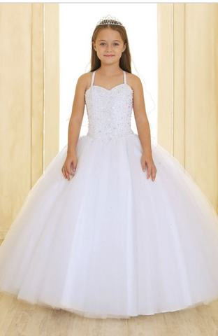 Flower girl communion lace chiffon dresses