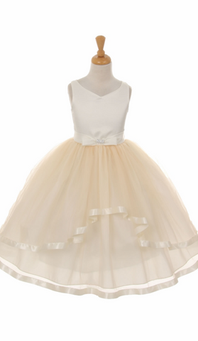 Flower girl communion lace chiffon dresses