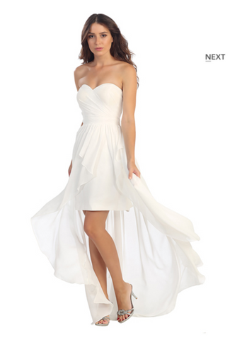 BRIDAL STRAPLESS HIGH-LOW WEDDING DRESS