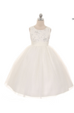Flower girl communion lace beaded chiffon dresses