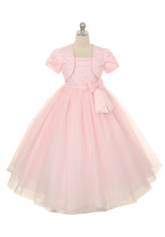 Flower girl communion lace beaded chiffon dresses