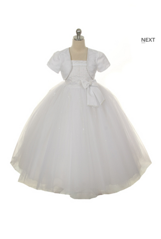 Flower girl communion lace beaded chiffon dresses