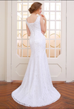 BRIDAL SLEEVELESS, V NECK, TRUMPET WEDDING DRESS