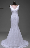 BRIDAL SLEEVELESS, V NECK, TRUMPET WEDDING DRESS