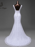 BRIDAL SLEEVELESS, V NECK, TRUMPET WEDDING DRESS