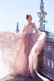 Pink lace A-line Wedding dress