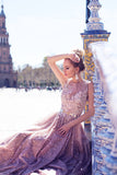 Pink lace A-line Wedding dress