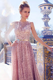 Pink lace A-line Wedding dress