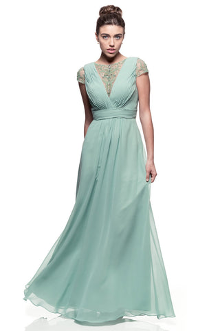 Mother Of The Bride Lace beaded satin chiffon Long Gown Dress.