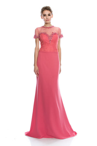 Mother Of The Bride Lace beaded satin chiffon Long Gown Dress.