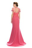 Mother Of The Bride Lace beaded satin chiffon Long Gown Dress.