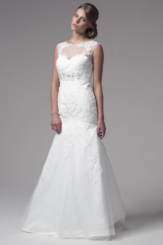 Wedding dress lace SLEEVELESS, BATEAU NECK, TRUMPET