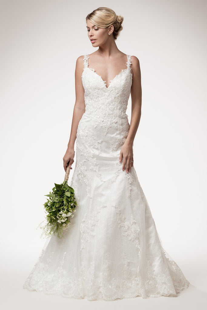 Wedding dress lace SHORT SLEEVE, SWEETHEART NECK, TRUMPET