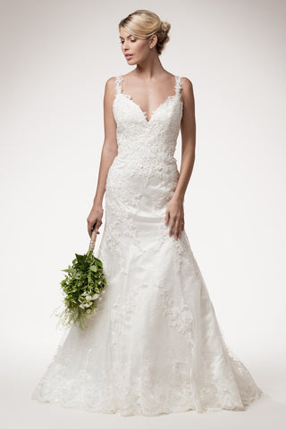 Wedding dress lace SHORT SLEEVE, SWEETHEART NECK, TRUMPET