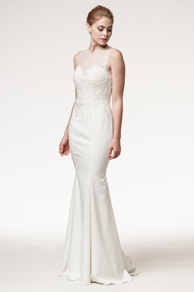 Wedding dress lace SLEEVELESS, BATEAU NECK