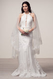 Wedding dress lace HALTER NECK, SLEEVELESS, BACKLESS, TRUMPET