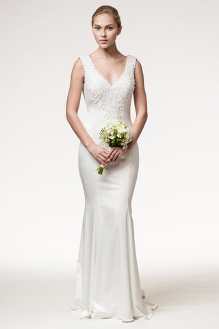 Wedding dress lace SLEEVELESS, V-NECK, TRUMPET