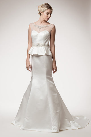 Wedding dress lace SCOOP NECK, BACKLESS, SLEEVELESS, EMPIRE WAIST, TRUMPET