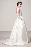 Wedding dress lace BATEAU NECK, LONG SLEEVE, A-LINE
