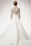 Wedding dress lace A-line ball gown LONG SLEEVE, BATEAU NECK, A-LINE
