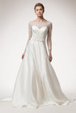 Wedding dress lace A-line ball gown LONG SLEEVE, BATEAU NECK, A-LINE