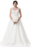 Wedding dress lace A-line ball gown CAP SLEEVE, V-NECK, A-LINE