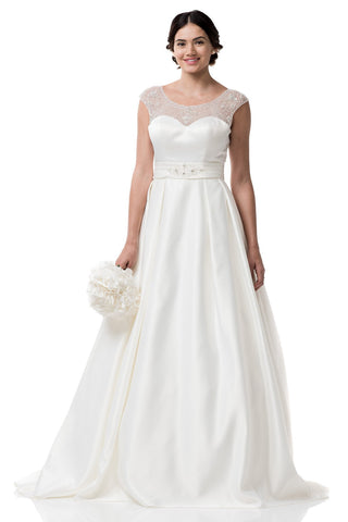 Wedding dress lace A-line ball gown CAP SLEEVE, SCOOP NECK, A-LINE