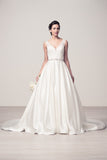 Wedding dress lace A-LINE SATIN CREPE, EMBROIDERY, BEADING, SEQUINS, CRYSTALS