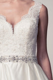 Wedding dress lace A-LINE SATIN CREPE, EMBROIDERY, BEADING, SEQUINS, CRYSTALS
