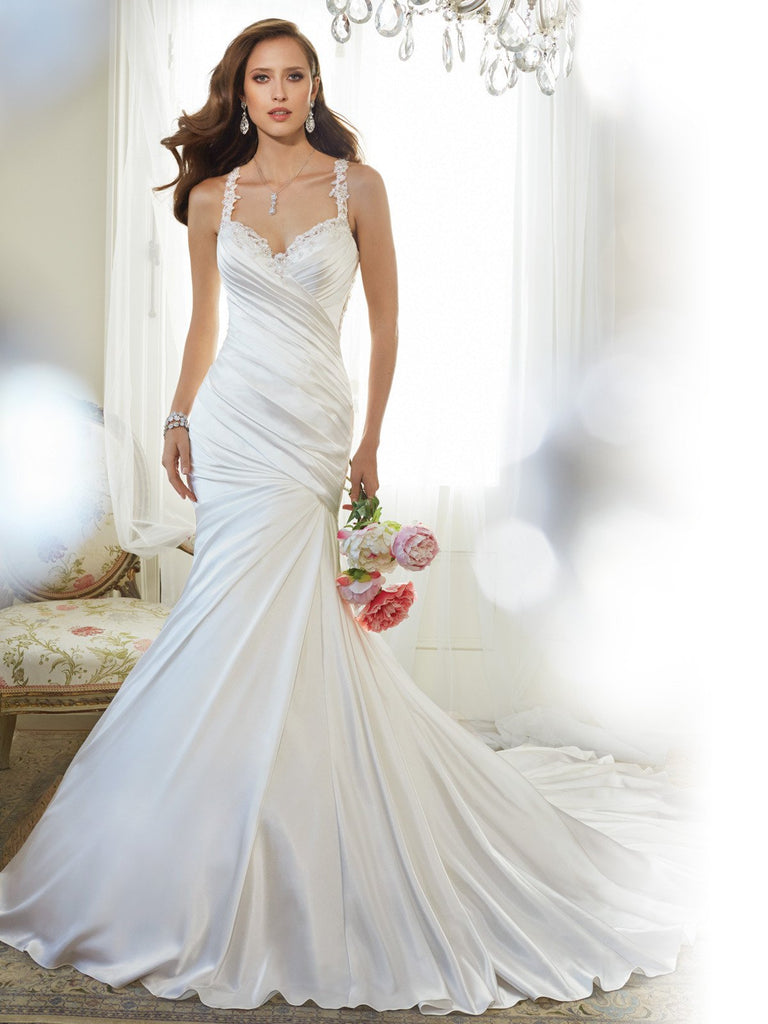 Sophia Tolli, sweetheart neckline and shoulder straps  Wedding Dress satin, mermaid trumpet gown
