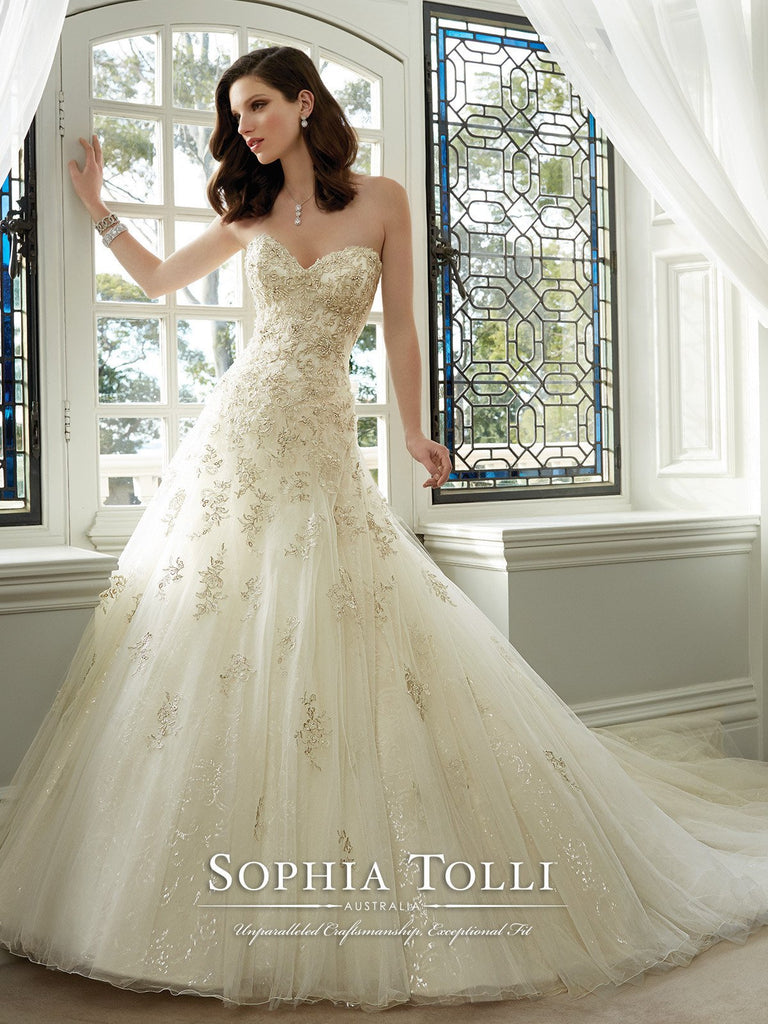 Sophia Tolli Wedding Dress satin lace mermaid trumpet ball gown