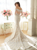 Sophia Tolli Off-the-Sholder Lace and Tulle Trumpet  Wedding Gown