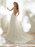 Sophia Tolli sleeveless soft tulle slim A-line and illusion scooped halter neckline wedding gown