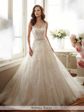 Sophia Tolli sleeveless misty tulle and sequin full A-line  wedding gown