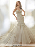 Sophia Tolli strapless fantasy organza trumpe features a sweetheart neckline wedding gown