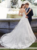 Sophia Tolli Strapless Light Tulle With Lace Appliqués and Scattered Allover Sequin Wedding Ball Gown