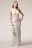 Wedding dress lace A-line ball gown SLEEVELESS, BATEAU NECK, SHEATH