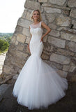 Lace tulle mermaid wedding dress