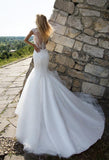 Lace tulle mermaid wedding dress