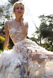 Lace  ivory princess ball gown lace A-Line wedding dress