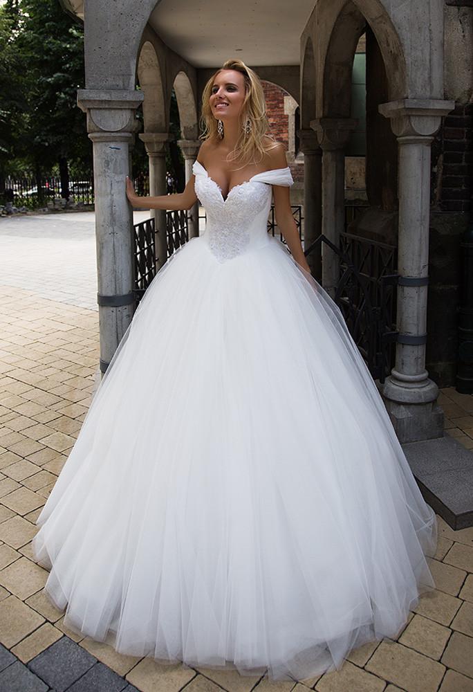 Lace tulle princess ball gown lace A-Line wedding dress