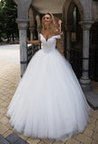 Lace tulle princess ball gown lace A-Line wedding dress