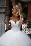 Lace tulle princess ball gown lace A-Line wedding dress